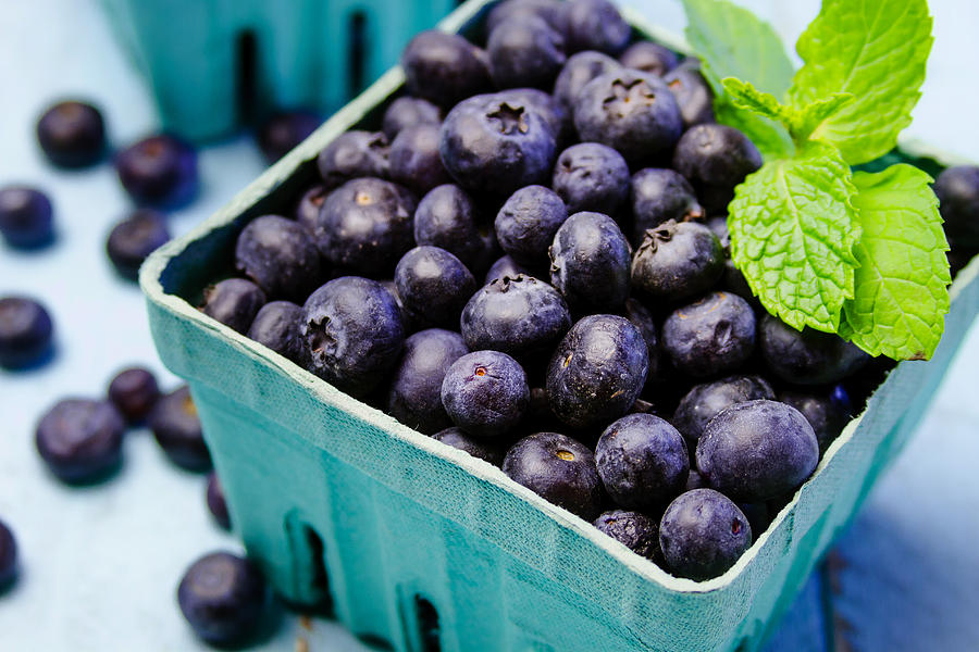 Blueberry Photograph - Fresh picked organic blueberries #5 by Teri Virbickis