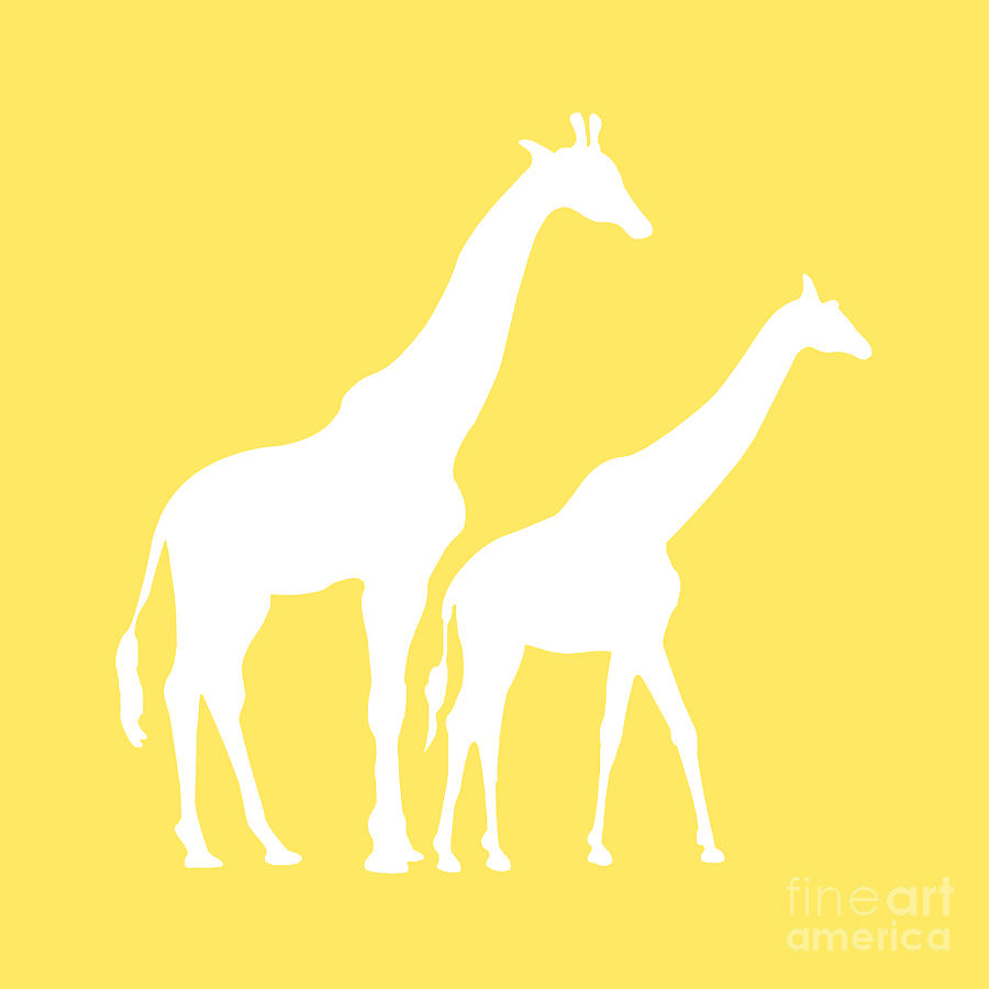 Giraffe in Yellow and White Digital Art by Jackie Farnsworth