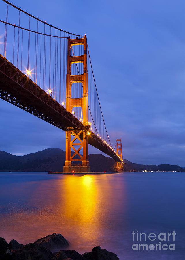 Golden Gate Bridge Photograph - Golden Gate Bridge at Night #5 by B Christopher