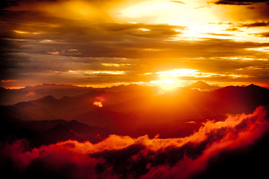 Nature Photograph - Golden Sunset Himalayas Mountain Nepal #5 by Raimond Klavins