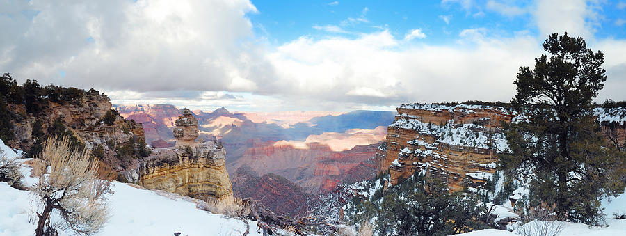 Grand Canyon panorama view in winter with snow #5 Photograph by Songquan Deng