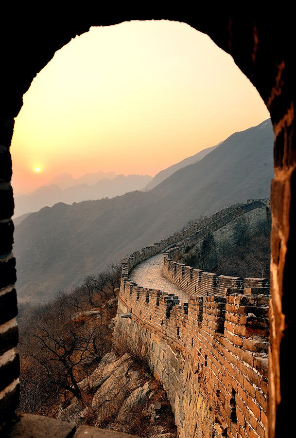 Great Wall sunset #5 Photograph by Songquan Deng