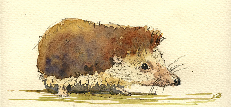 Wildlife Painting - Hedgehog #5 by Juan  Bosco