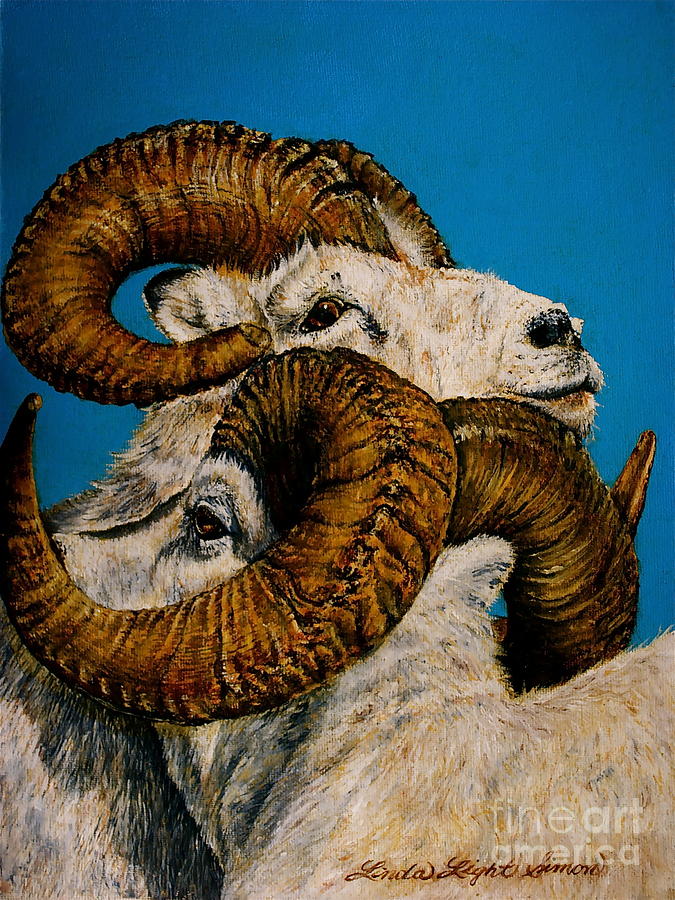 Goat Painting - Horns by Linda Simon