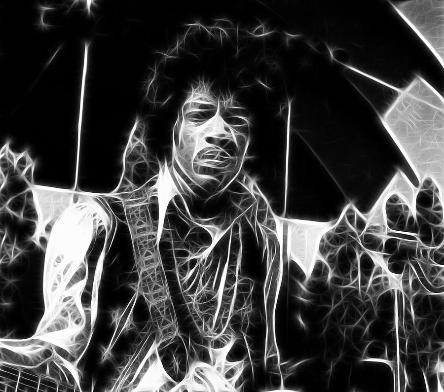 Jimi Hendrix- Black and White Study Photograph by Doc Braham