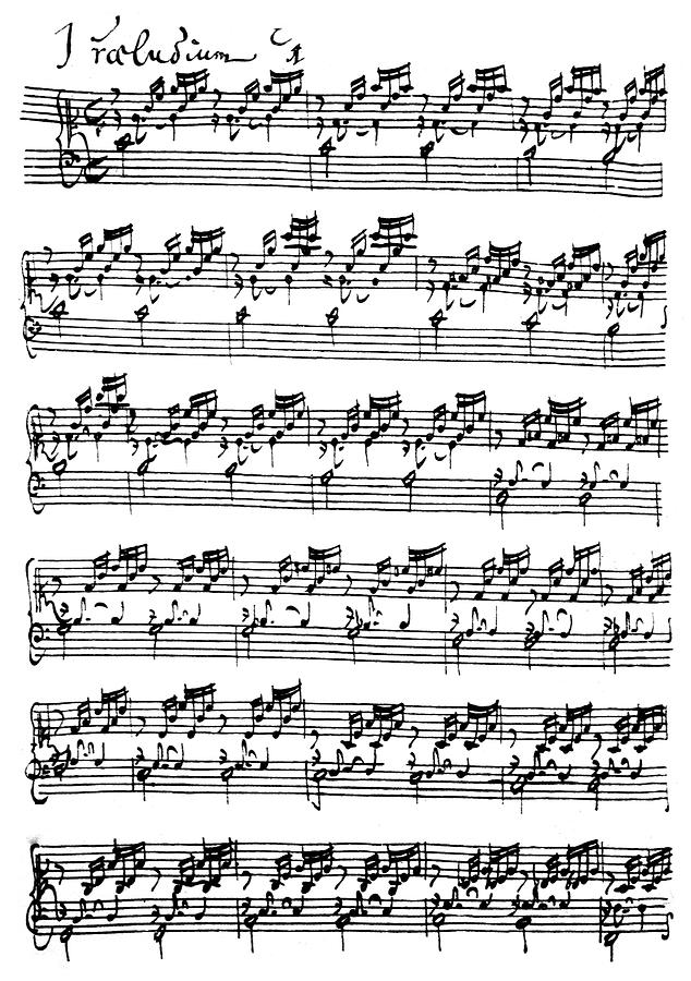 Johann Sebastian Bach Manuscript Drawing by Granger