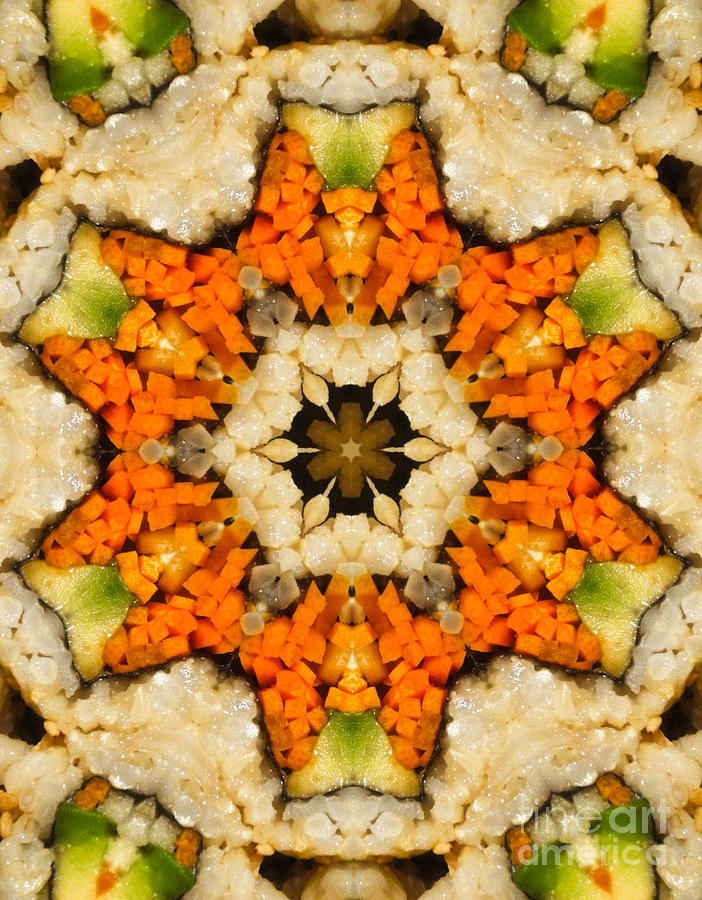 Carrot Digital Art - Kaleidoscope Vegetable Sushi #5 by Amy Cicconi