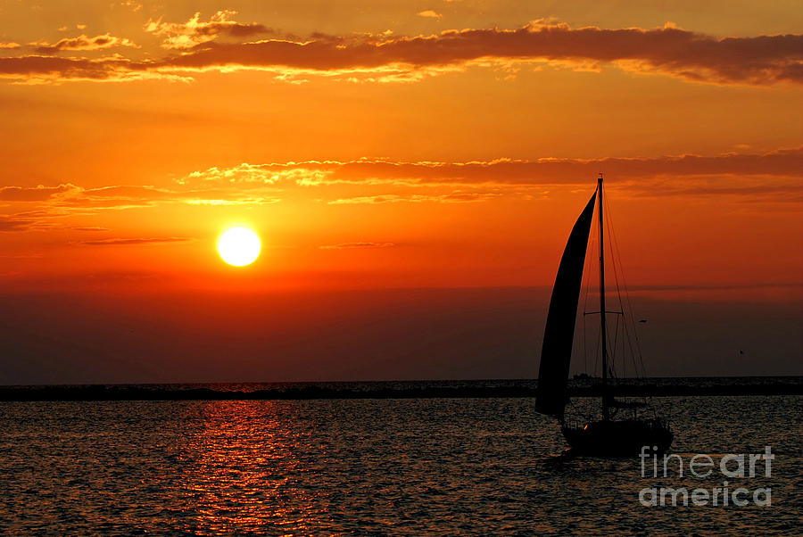 Boat Photograph - Lake Erie Sunset  #5 by Lila Fisher-Wenzel