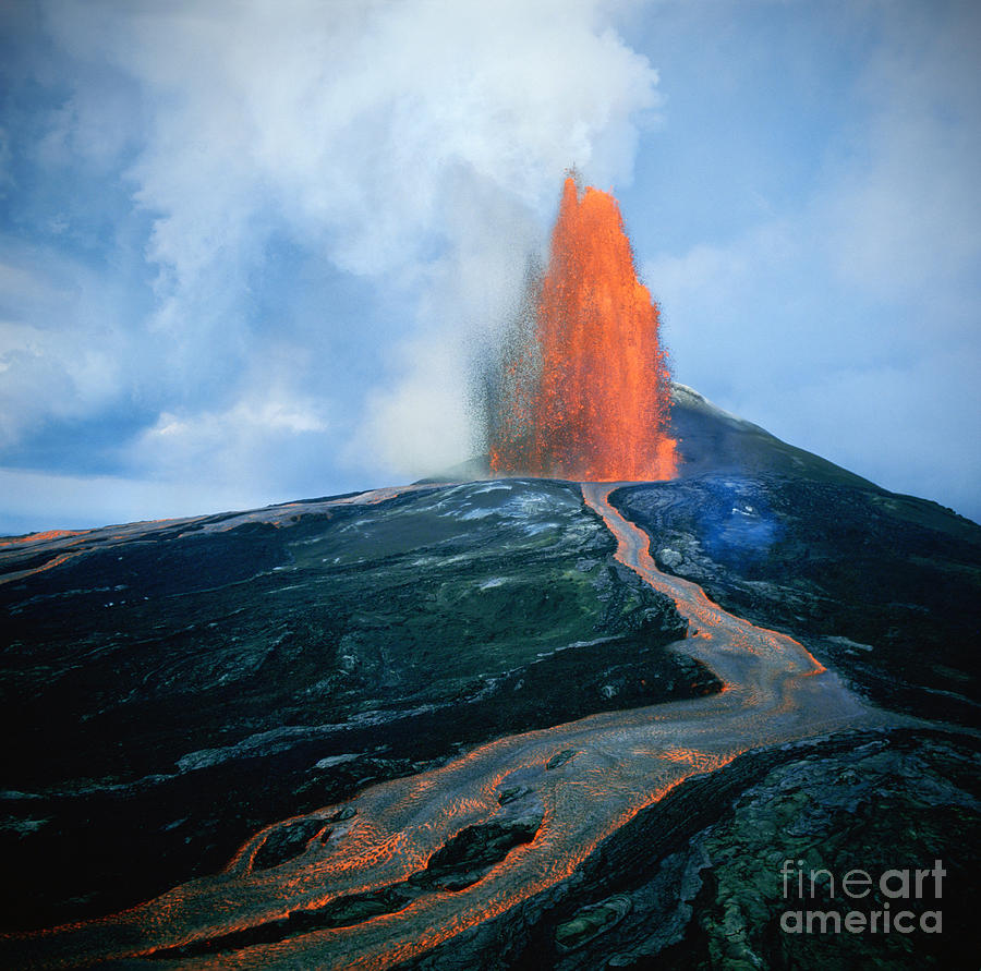 Lava Fountain At Kilauea Volcano, Hawaii #5 Photograph by Douglas Peebles