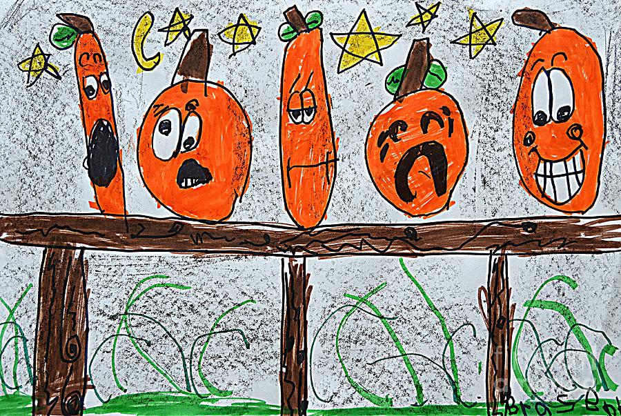 5 Little Pumpkins Painting by Greg Moores