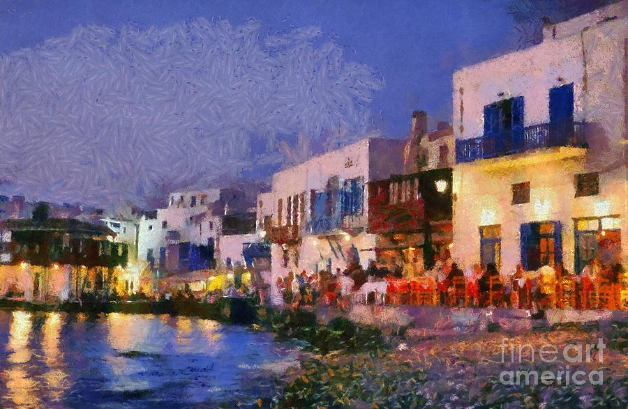 Little Venice in Mykonos island #3 Painting by George Atsametakis