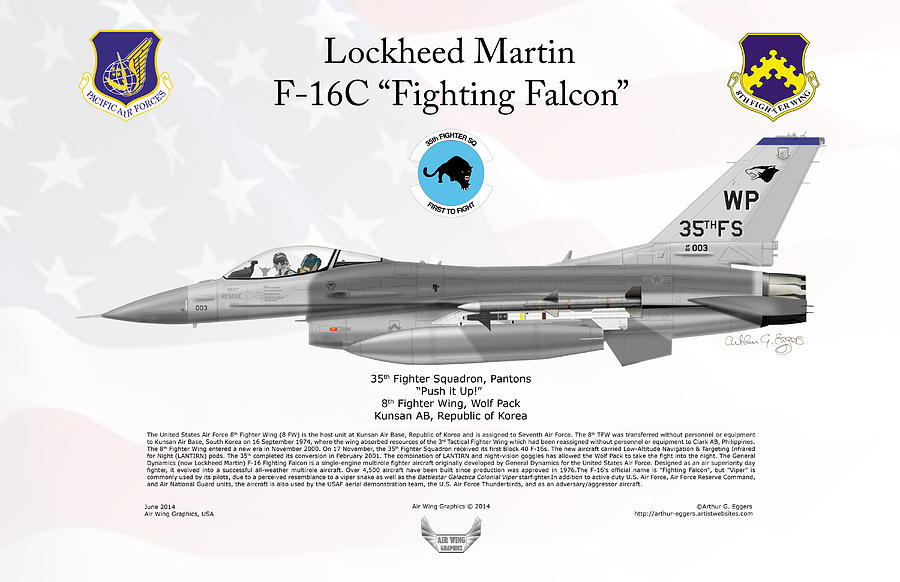 Lockheed Martin F-16C Fighting Falcon FLAG BACKGROUND Digital Art by Arthur Eggers