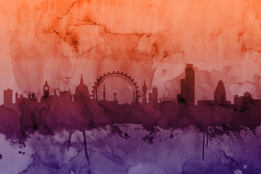 London Digital Art - London England Skyline #5 by Michael Tompsett