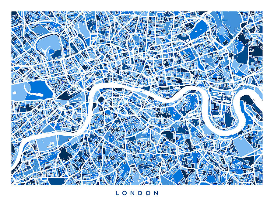 London England Street Map #5 Digital Art by Michael Tompsett