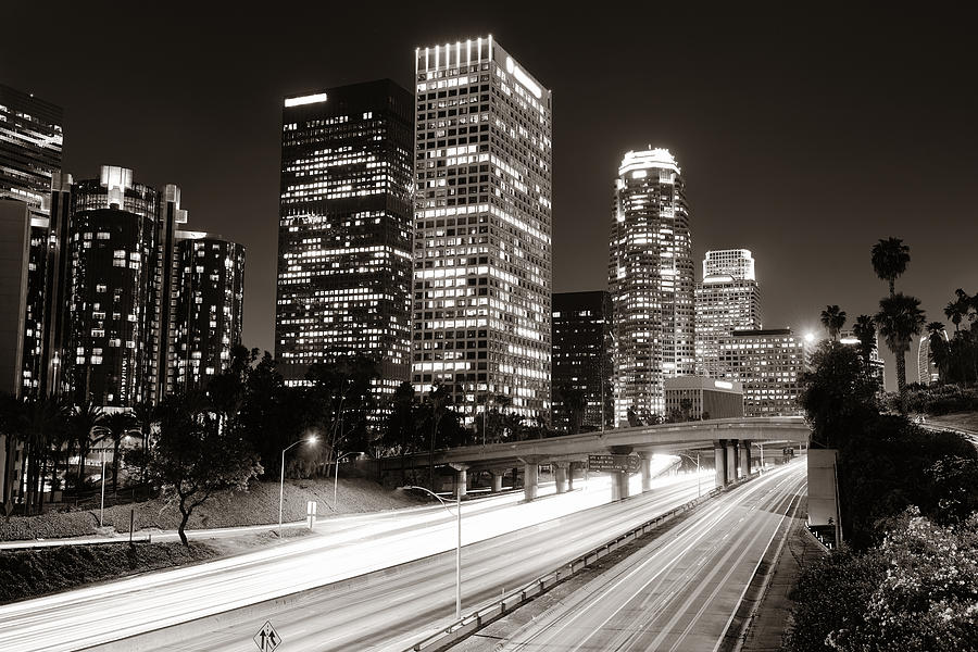 Los Angeles at night #5 Photograph by Songquan Deng