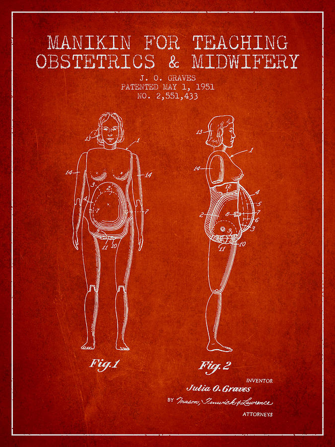Vintage Drawing - Manikin for Teaching Obstetrics and Midwifery Patent from 1951 - #5 by Aged Pixel