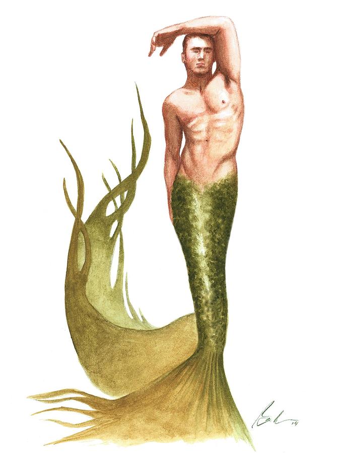 Mermaid Painting - Merman #5 by Bruce Lennon