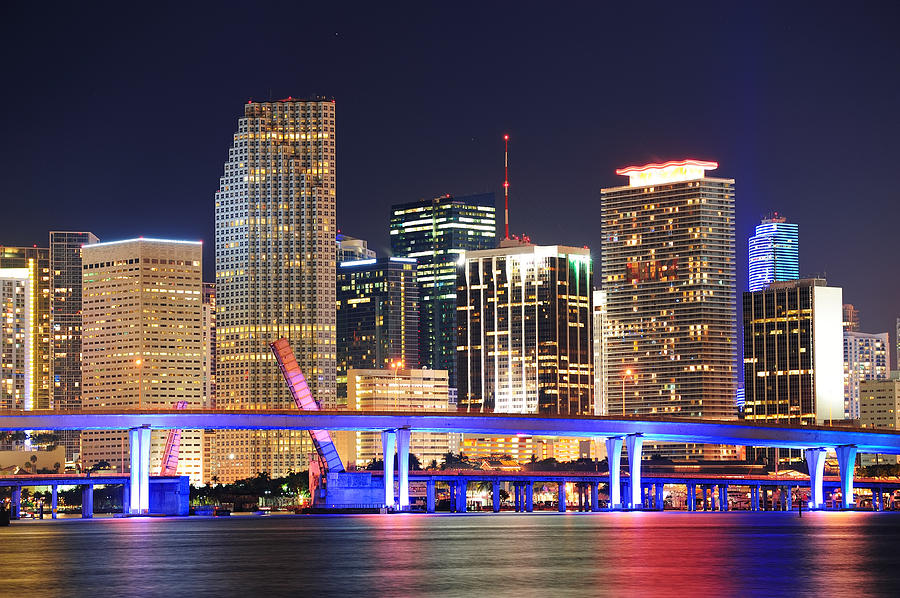Miami night scene #5 Photograph by Songquan Deng