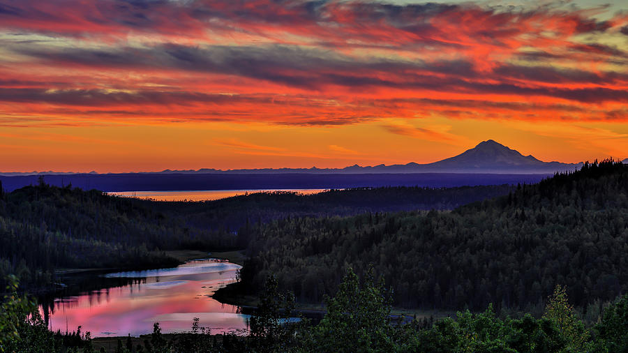 Mt Redoubt Volcano At Skilak Lake #5 Photograph by Panoramic Images