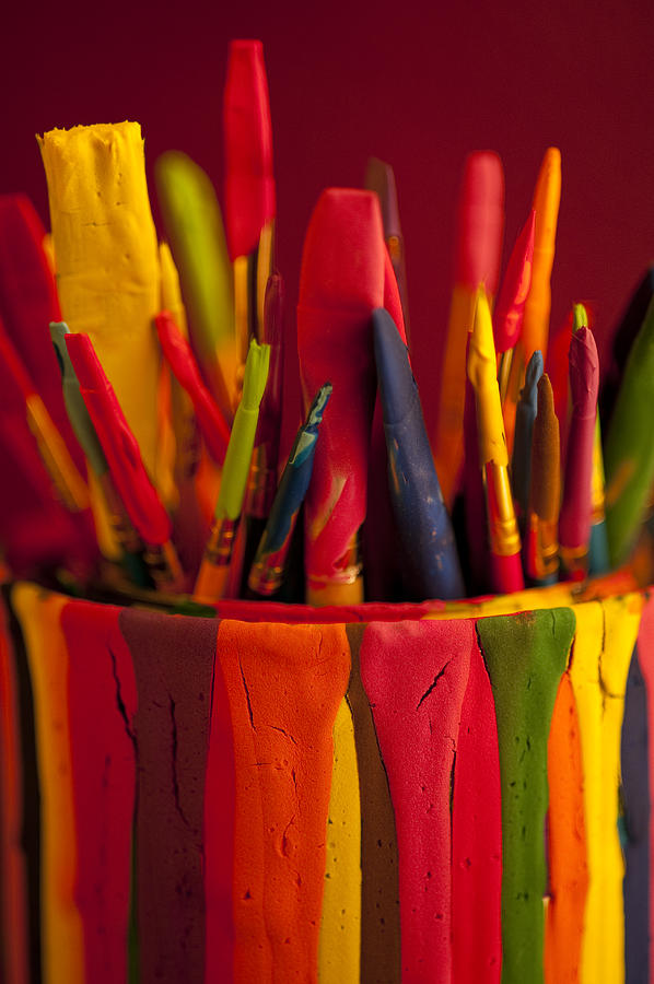 Brush Photograph - Multi colored paint brushes #5 by Jim Corwin