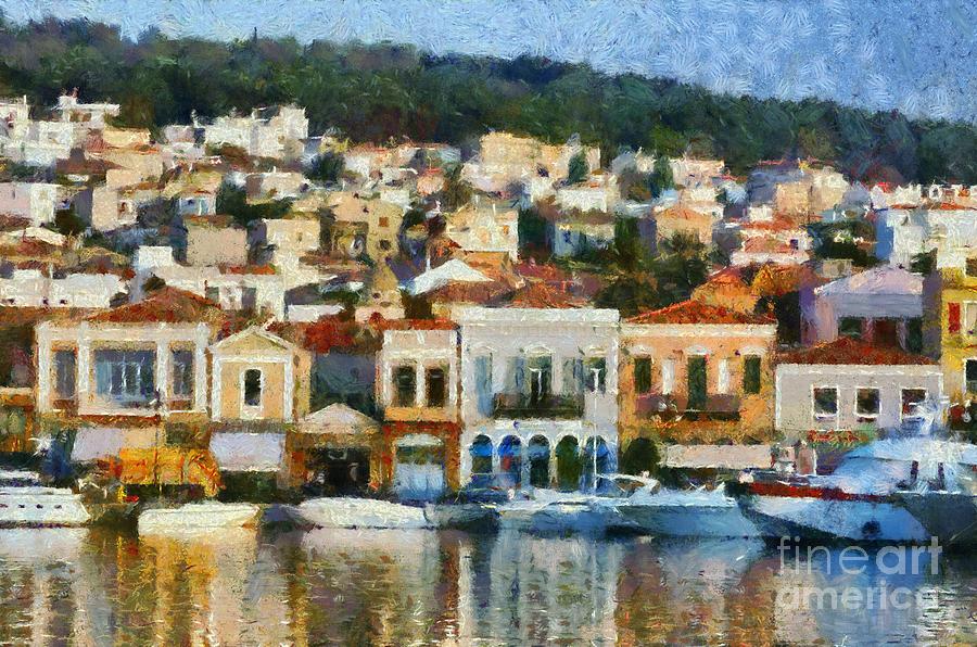 Mytilini port #6 Painting by George Atsametakis