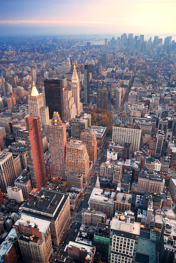 New York City Manhattan skyline aerial view #5 Photograph by Songquan Deng