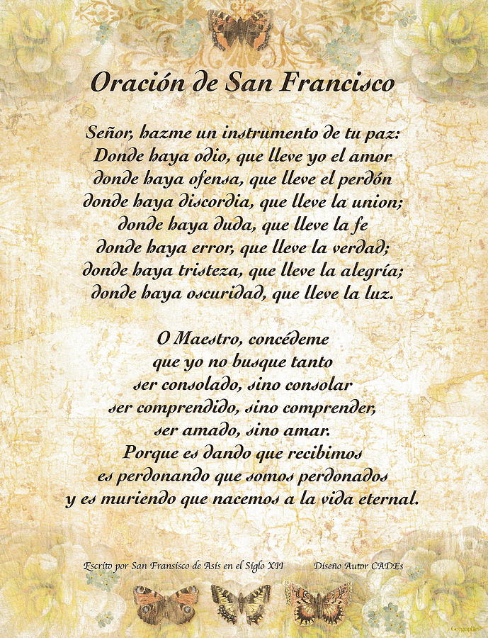 Oracion de San Fransisco Asis-PAZ #5 Mixed Media by Desiderata Gallery ...