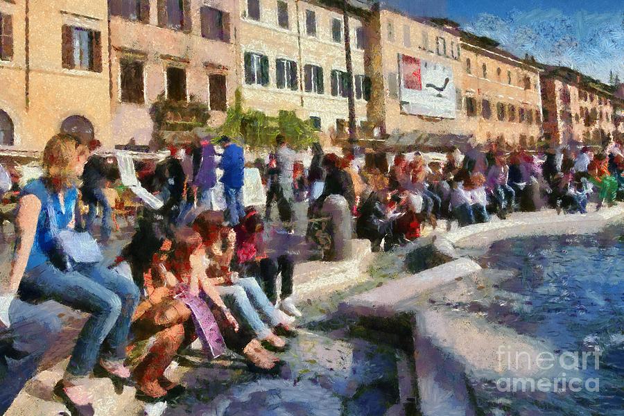 Piazza Navona in Rome #9 Painting by George Atsametakis