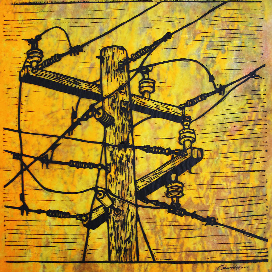 Austin Drawing - Power Lines #5 by William Cauthern