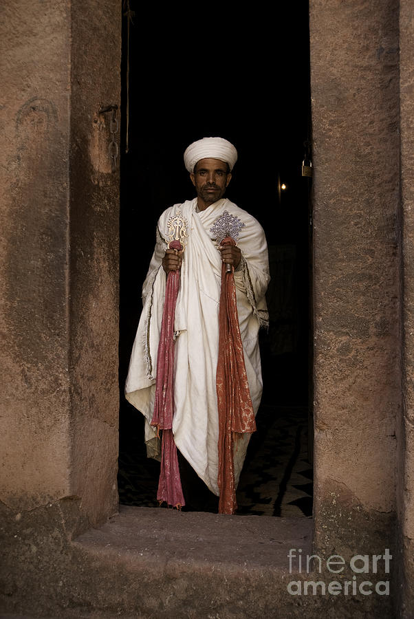Priest holding cross at coptic church lalibella ethiopia africa #5 Photograph by JM Travel Photography