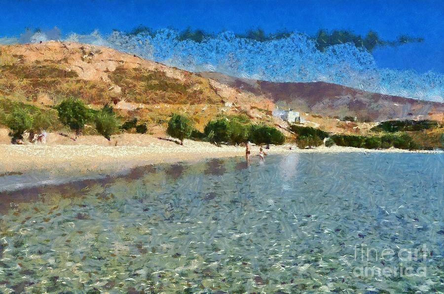 Psili Ammos beach in Serifos island #3 Painting by George Atsametakis