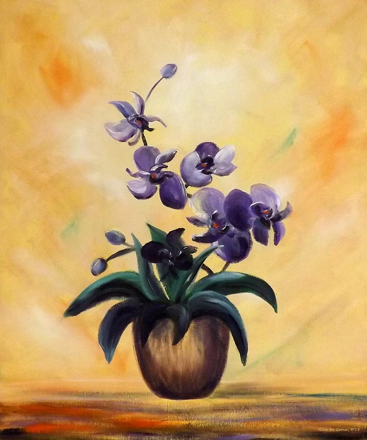 Purple Orchids #4 Painting by Gina De Gorna