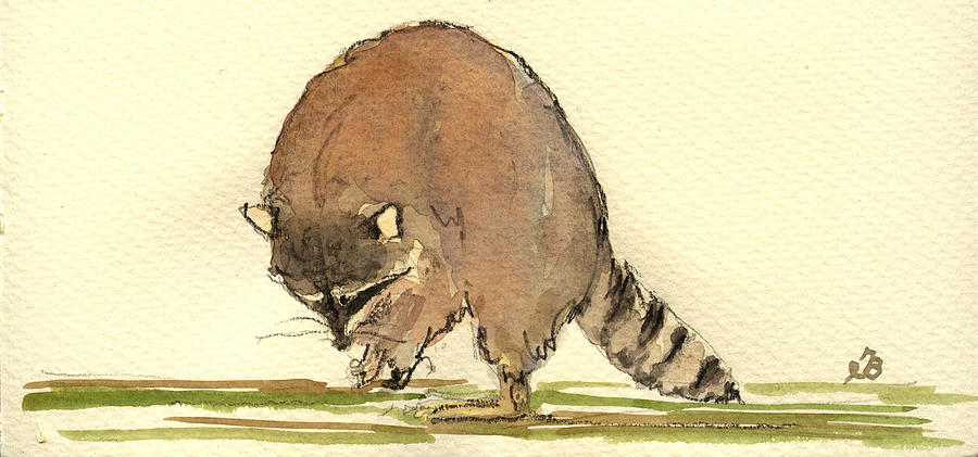Wildlife Painting - Raccoon #5 by Juan  Bosco