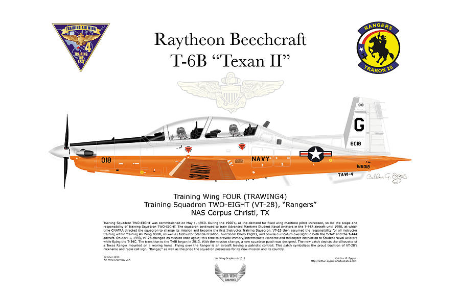 Raytheon Digital Art - Raytheon Beechcraft T-6B Texan II #3 by Arthur Eggers