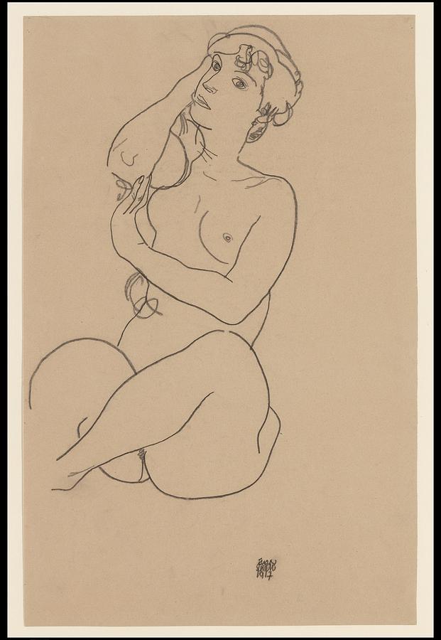 Egon Schiele Drawing - Reclining Nude #5 by Egon Schiele