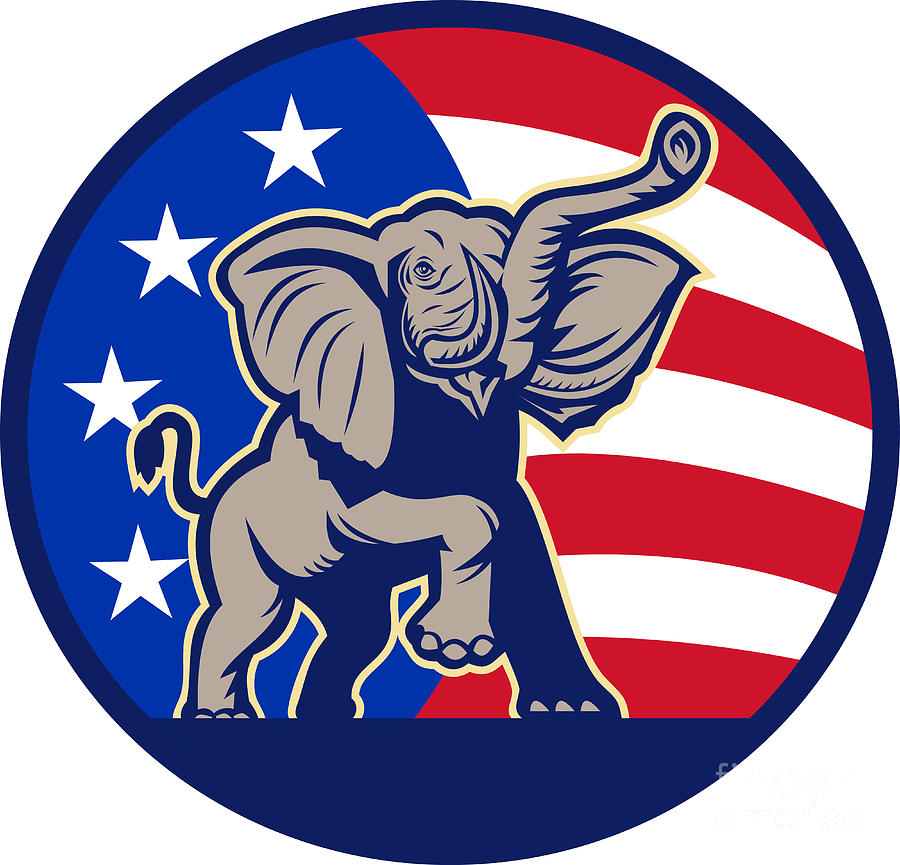 Republican Elephant Mascot USA Flag Digital Art by ...