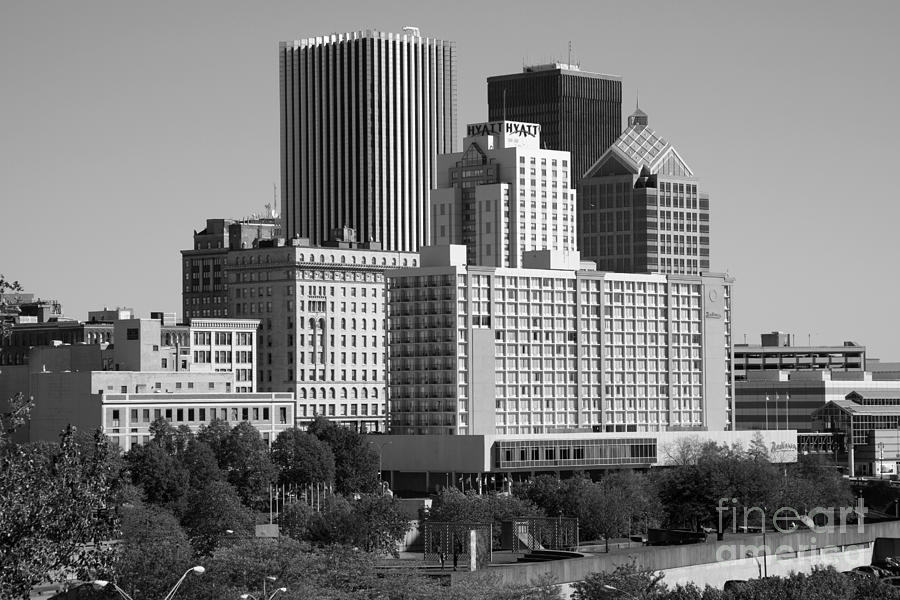 Black And White Photograph - Rochester New York Skyline #5 by Bill Cobb
