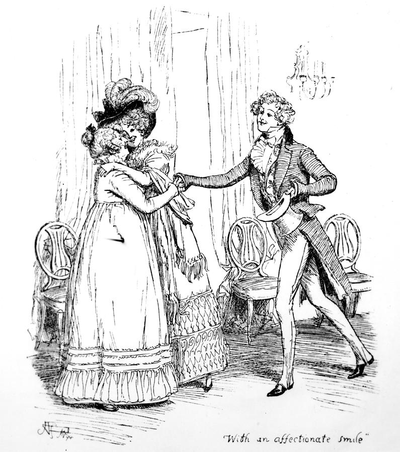 Book Drawing - Scene from Pride and Prejudice by Jane Austen by Hugh Thomson
