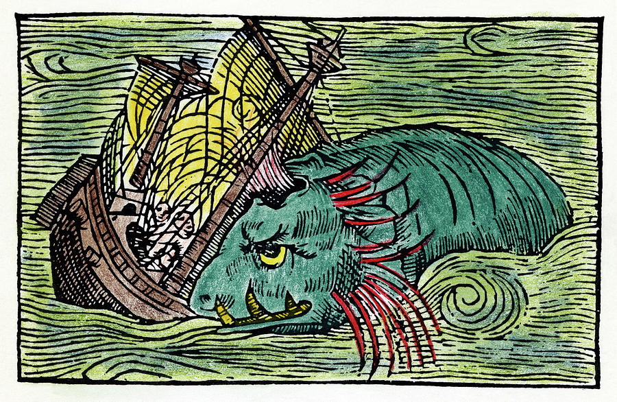 Sea Monster, 1555 #5 Painting by Granger