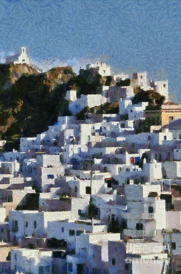 Serifos town Painting by George Atsametakis