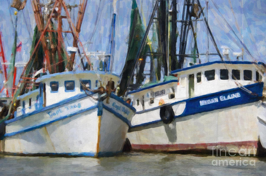 Shrimp Boats on The Creek Digital Art by Dale Powell
