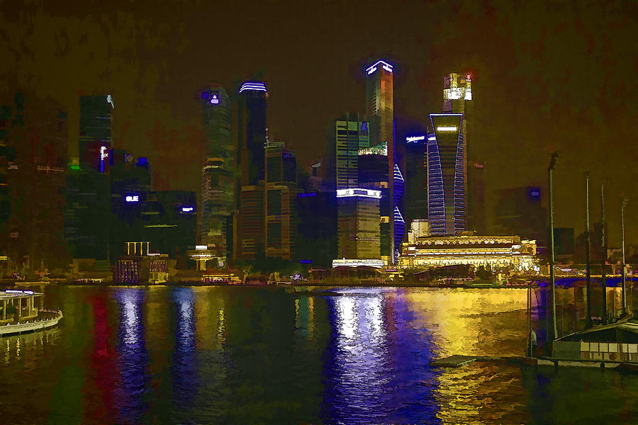 Singapore skyline as seen from the pedestrian bridge #5 Photograph by Ashish Agarwal