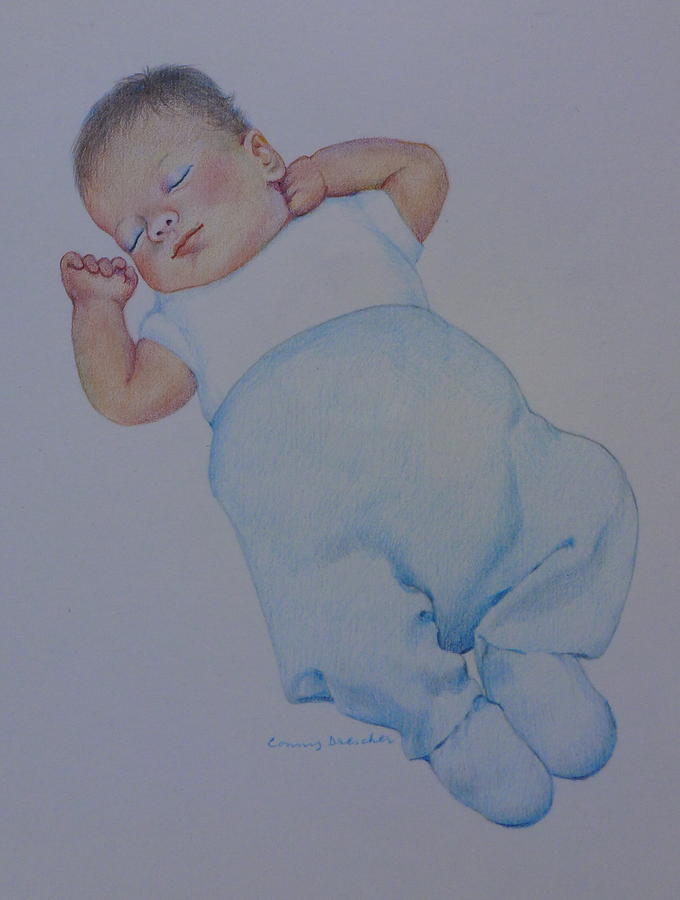 Sleeping Baby Drawing by Constance Drescher