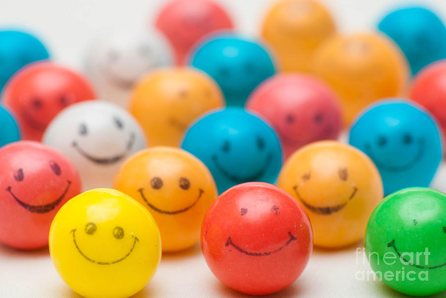 Ball Photograph - Smiley Face Gum Balls #5 by Amy Cicconi