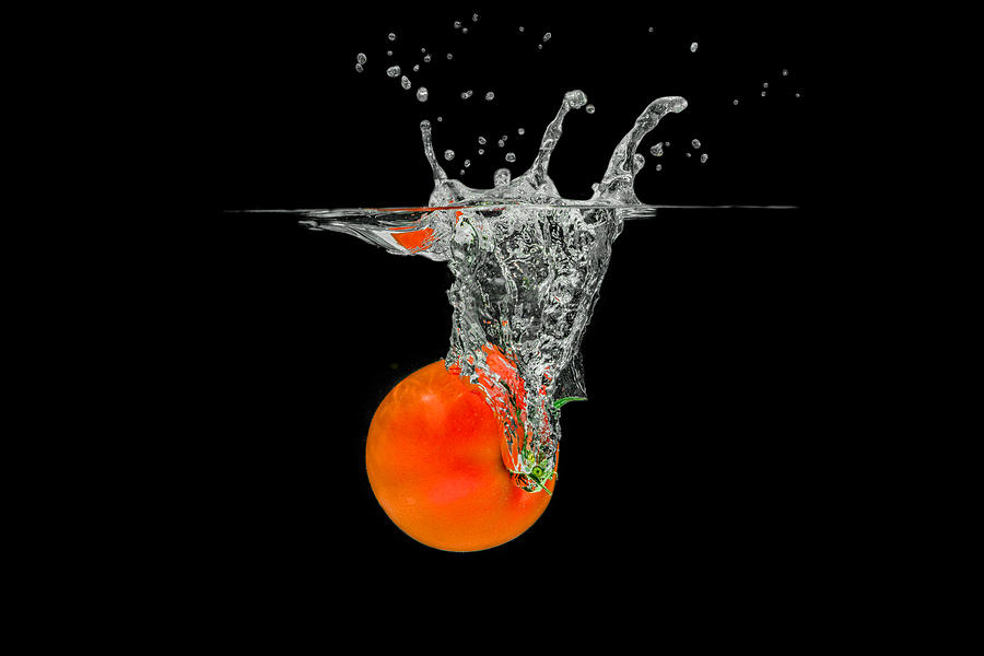 Splashing Tomato #5 Photograph by Peter Lakomy