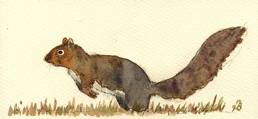 Wildlife Painting - Squirrel #5 by Juan  Bosco