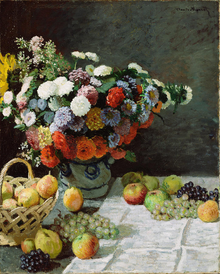 Still Life With Flowers And Fruit #5 Painting by Claude Monet