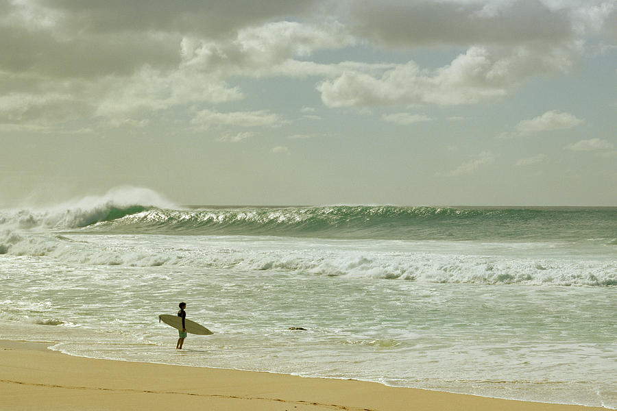 Surfer Standing On The Beach, North #5 Photograph by Panoramic Images