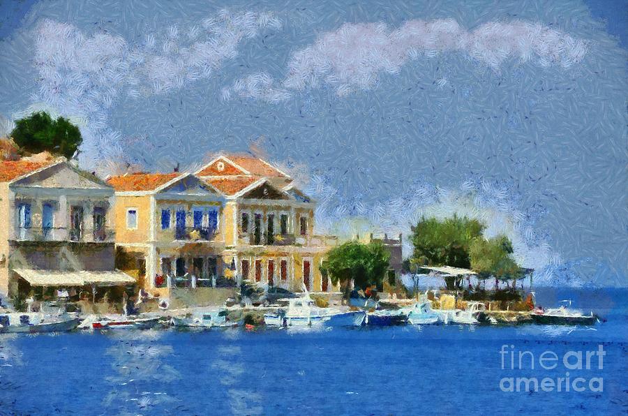 Boat Painting - Symi island #10 by George Atsametakis
