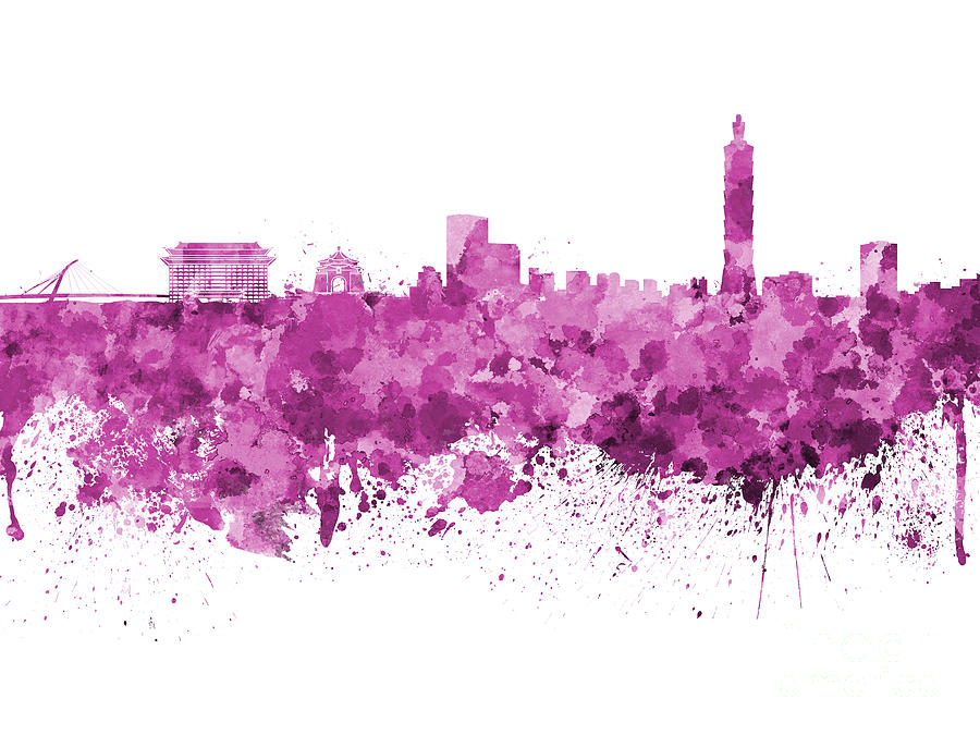 Taipei skyline in watercolor on white background Painting by Pablo Romero Taipei skyline in watercolor on white background Painting by Pablo Romero